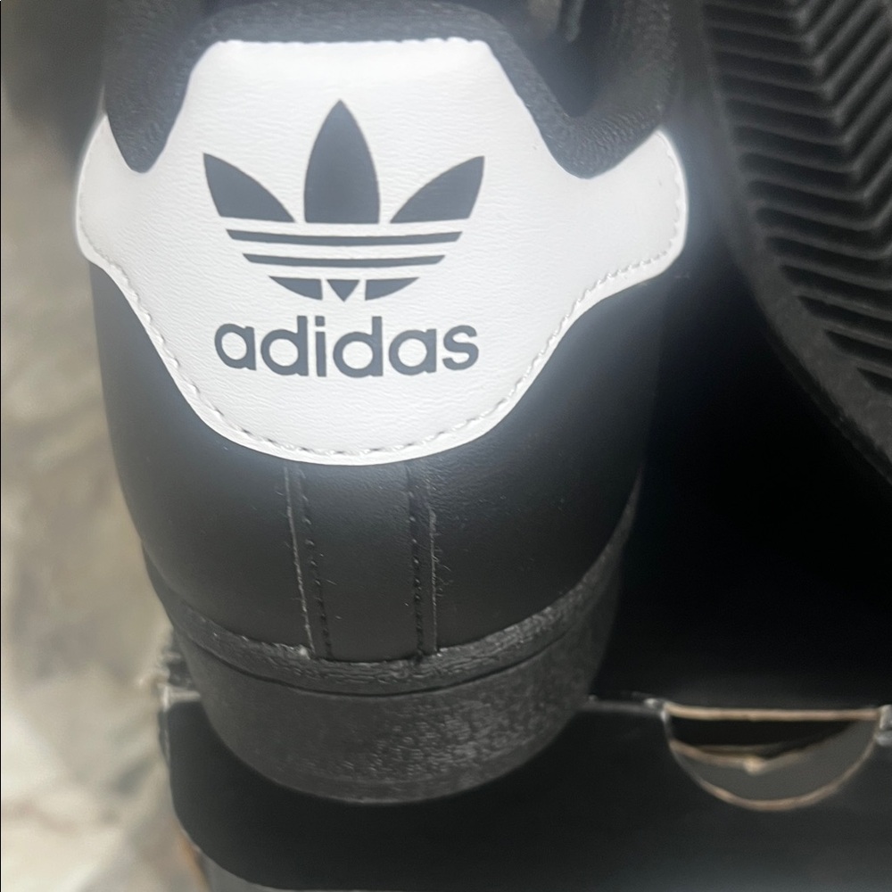 adidas Black Leather Sneakers with White Stripes - Picture 2 of 6